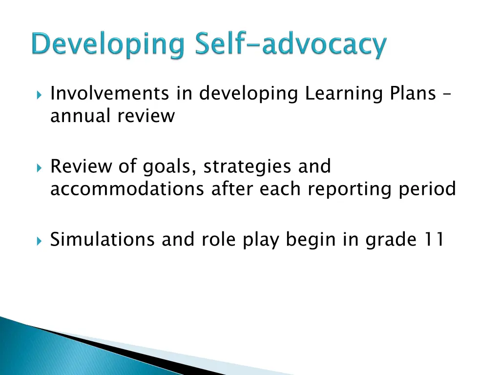 involvements in developing learning plans annual