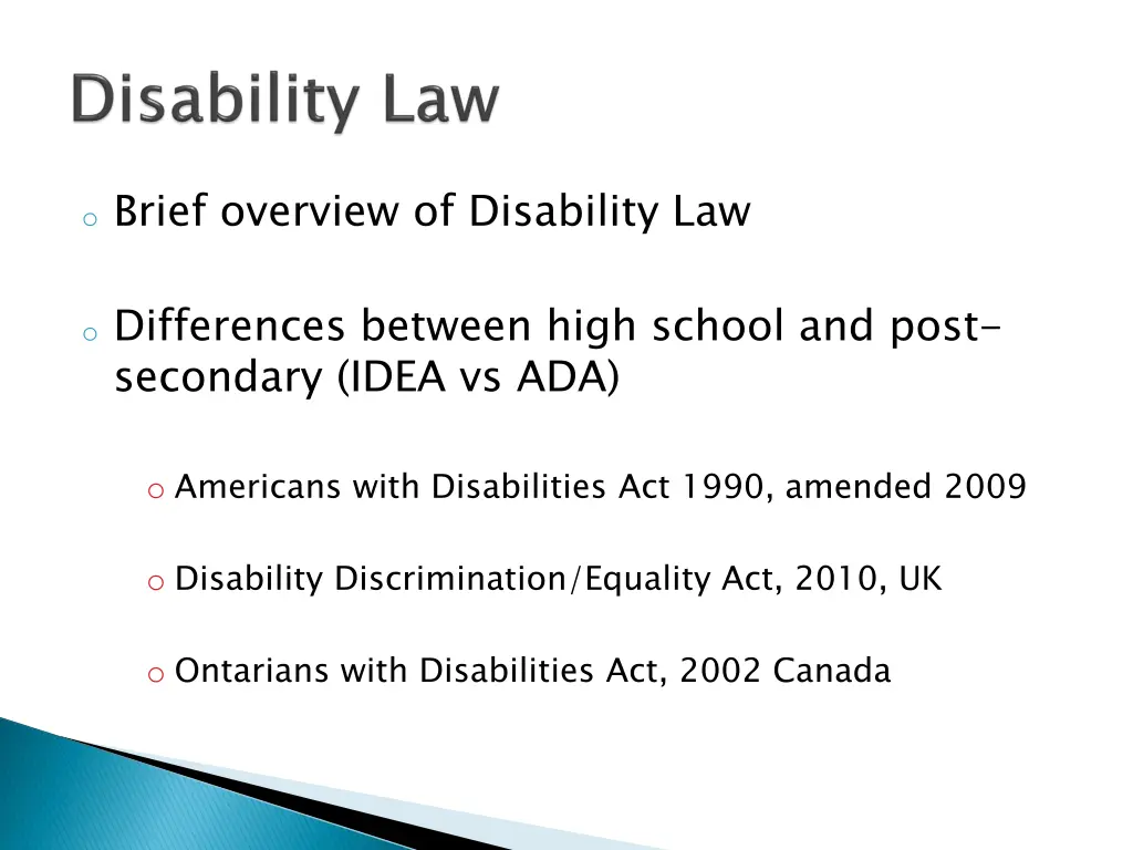 o brief overview of disability law
