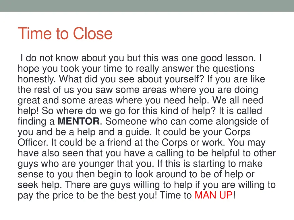 time to close