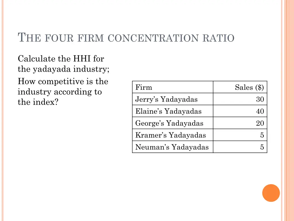 t he four firm concentration ratio 1