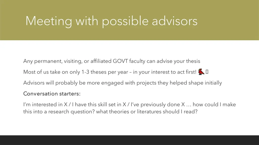 meeting with possible advisors