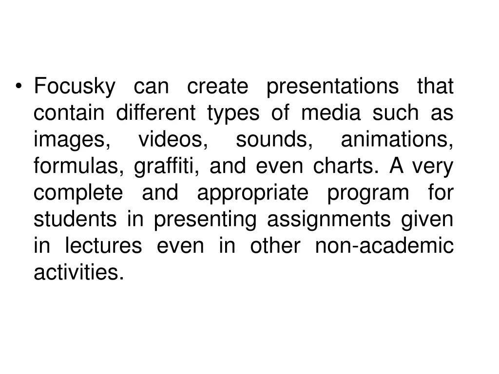 focusky can create presentations that contain