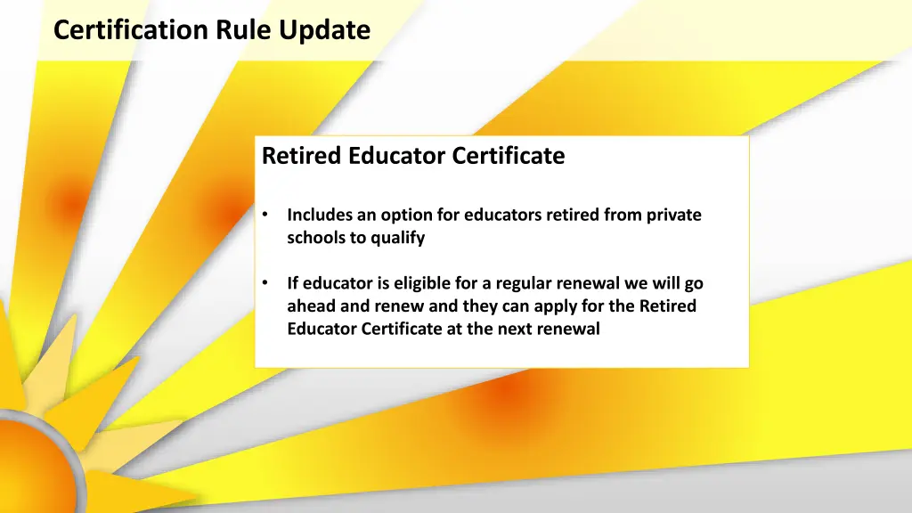 certification rule update 1