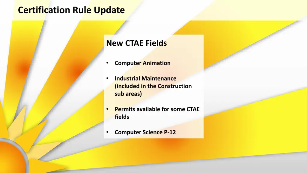 certification rule update