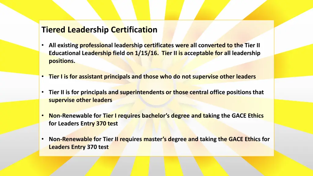 tiered leadership certification