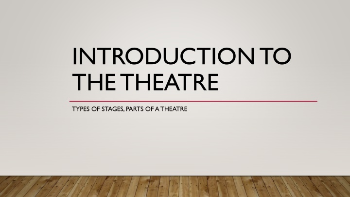 introduction to the theatre