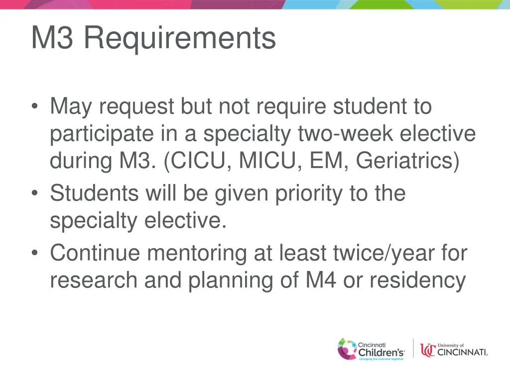 m3 requirements