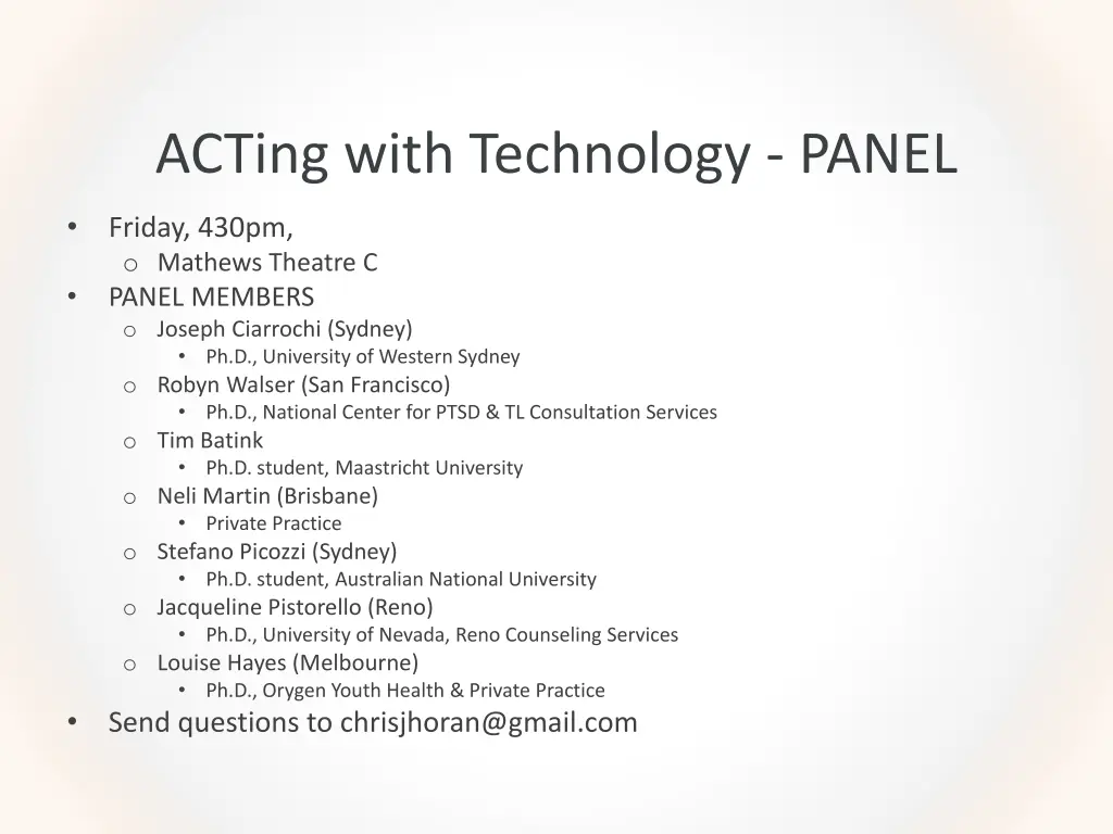 acting with technology panel