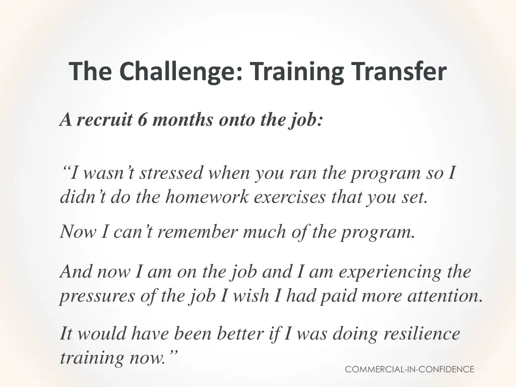 the challenge training transfer