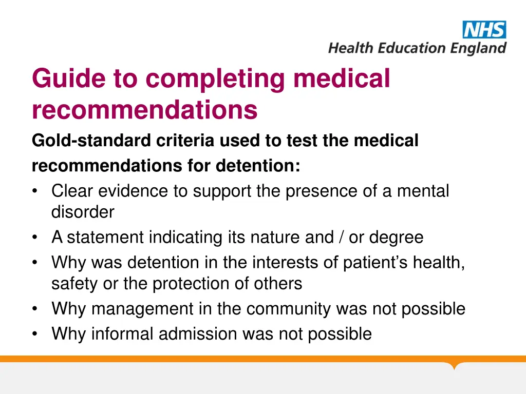 guide to completing medical recommendations gold