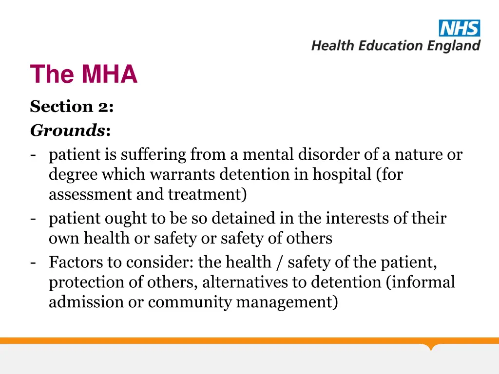 the mha section 2 grounds patient is suffering