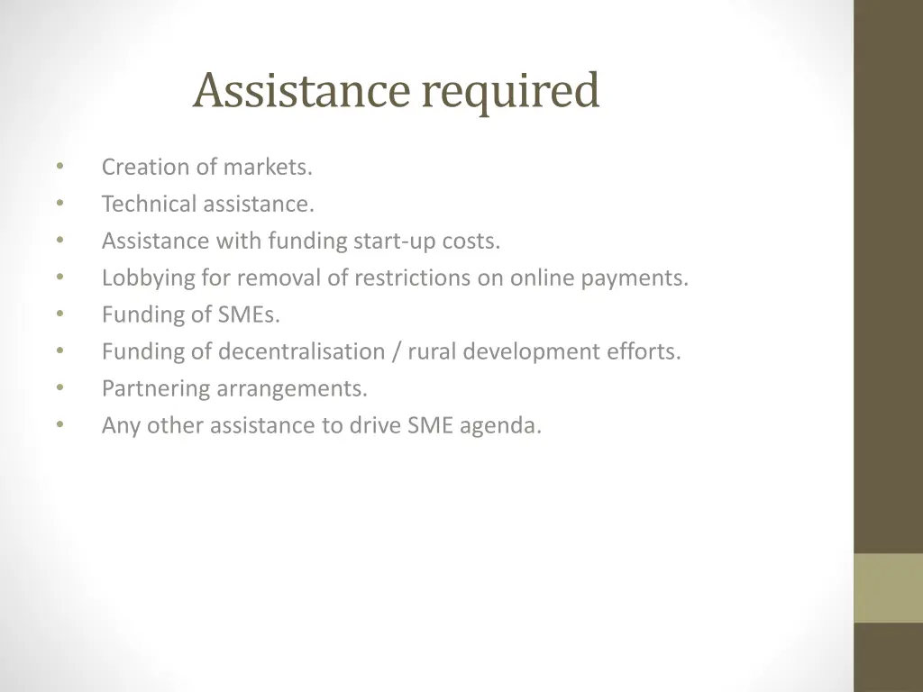assistance required