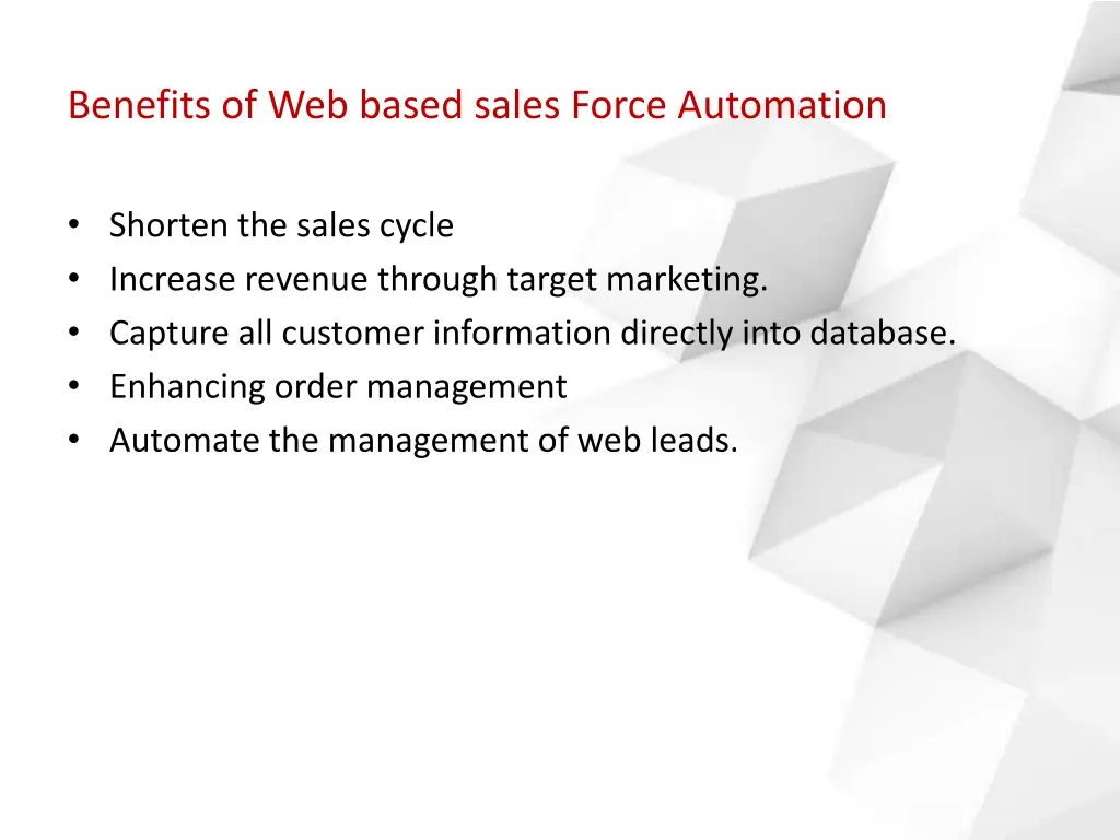 benefits of web based sales force automation