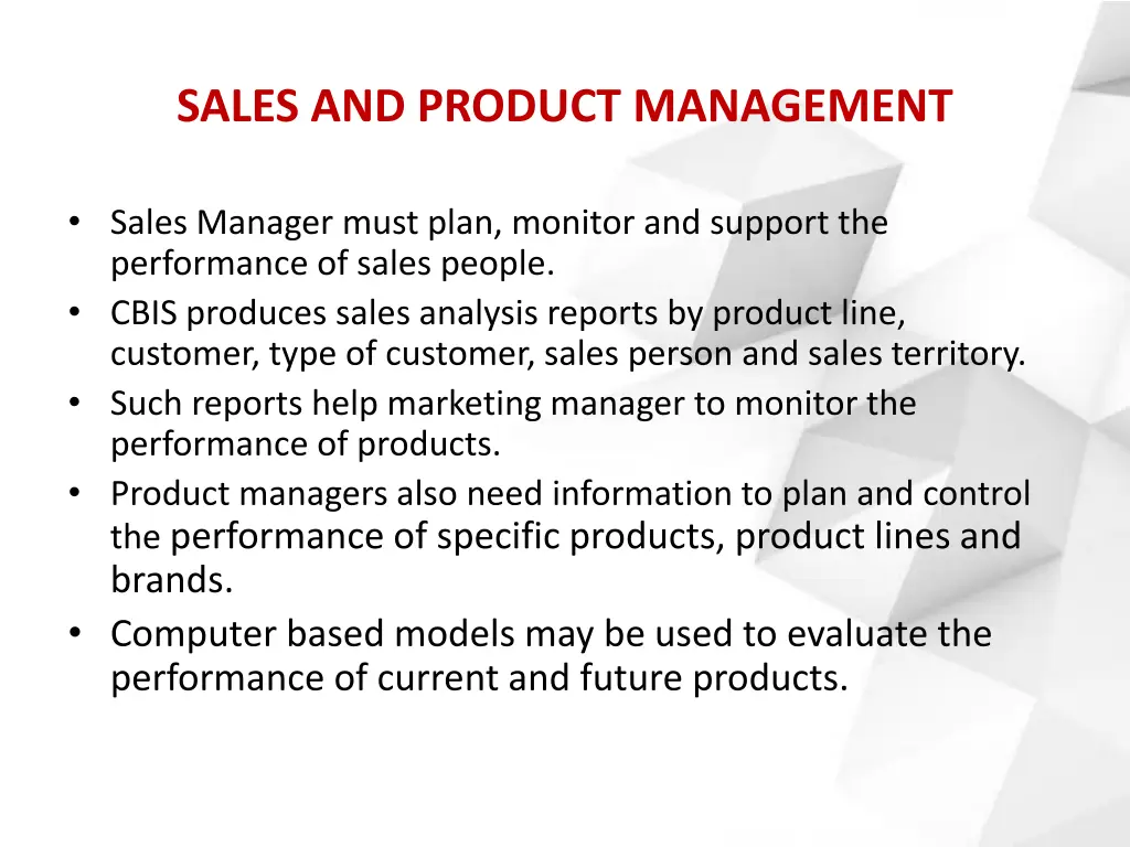 sales and product management