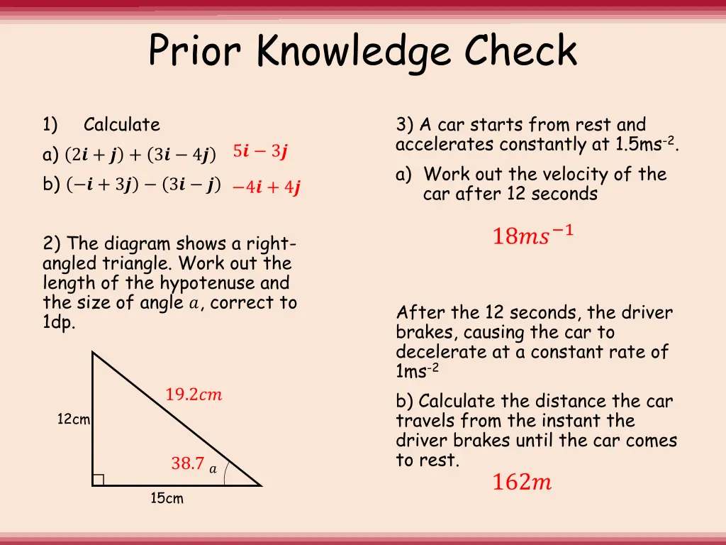 prior knowledge check