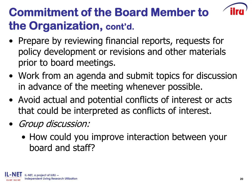 commitment of the commitment of the board 1