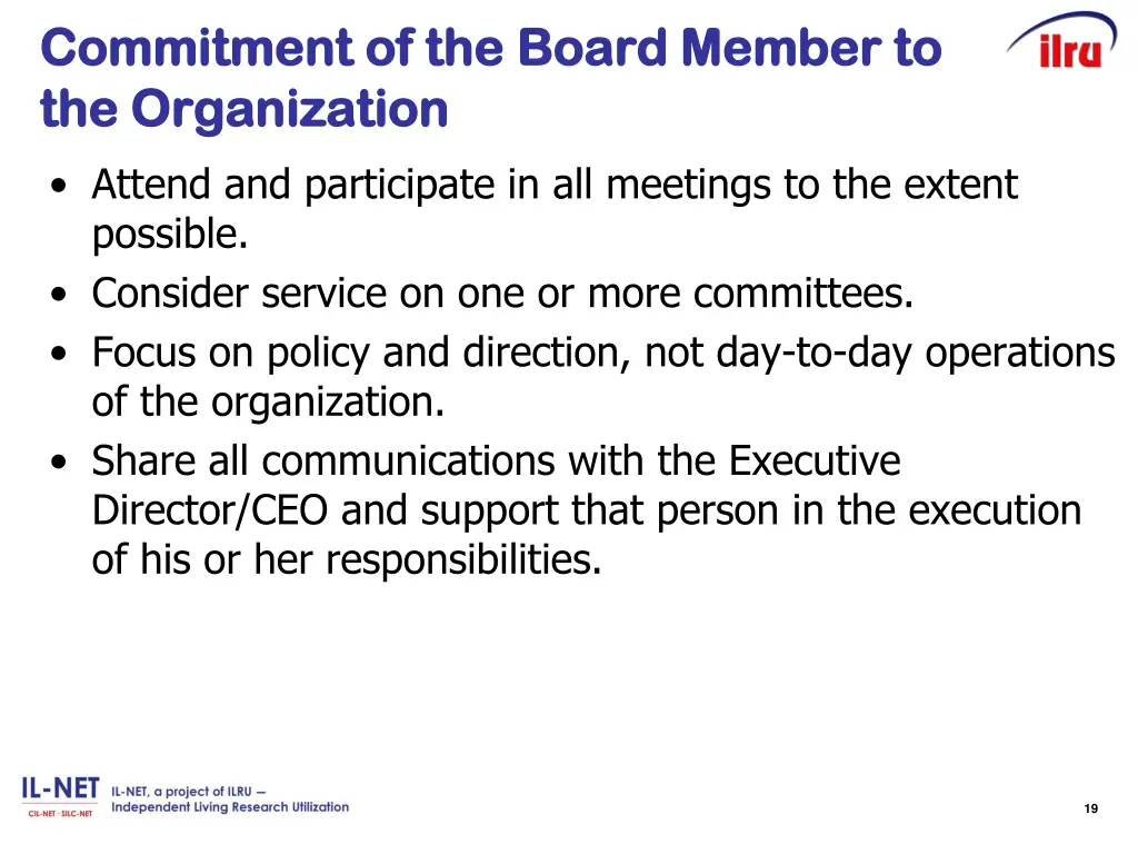 commitment of the commitment of the board