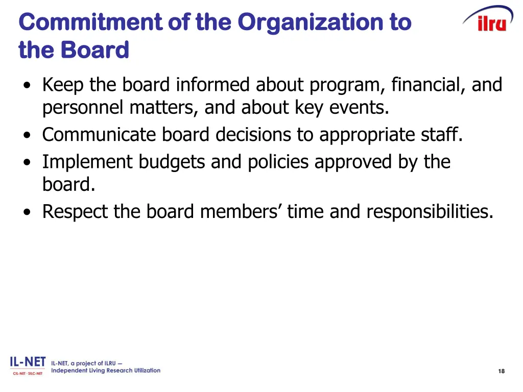 commitment of the commitment of the organization