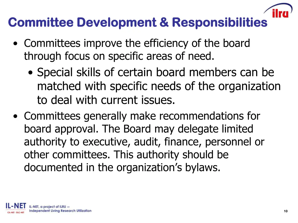 committee committee development responsibilities