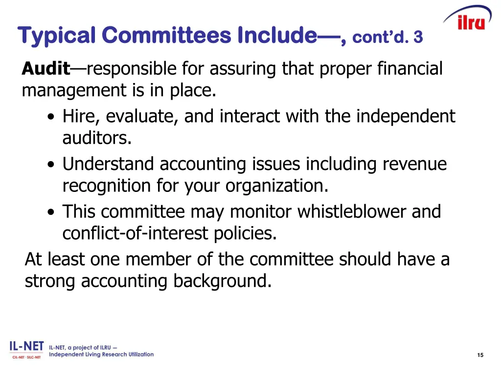typical committees include typical committees