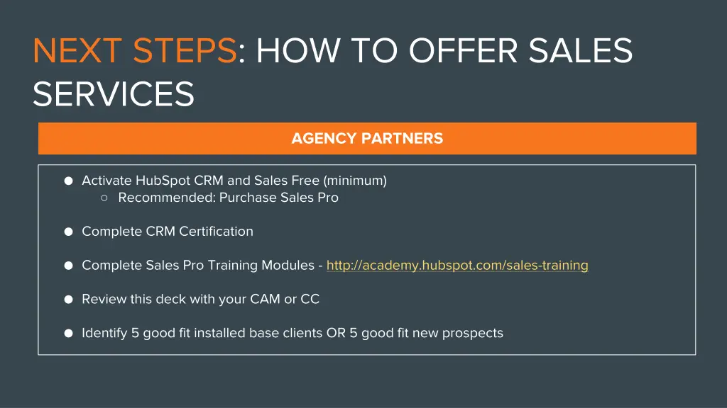 next steps how to offer sales services