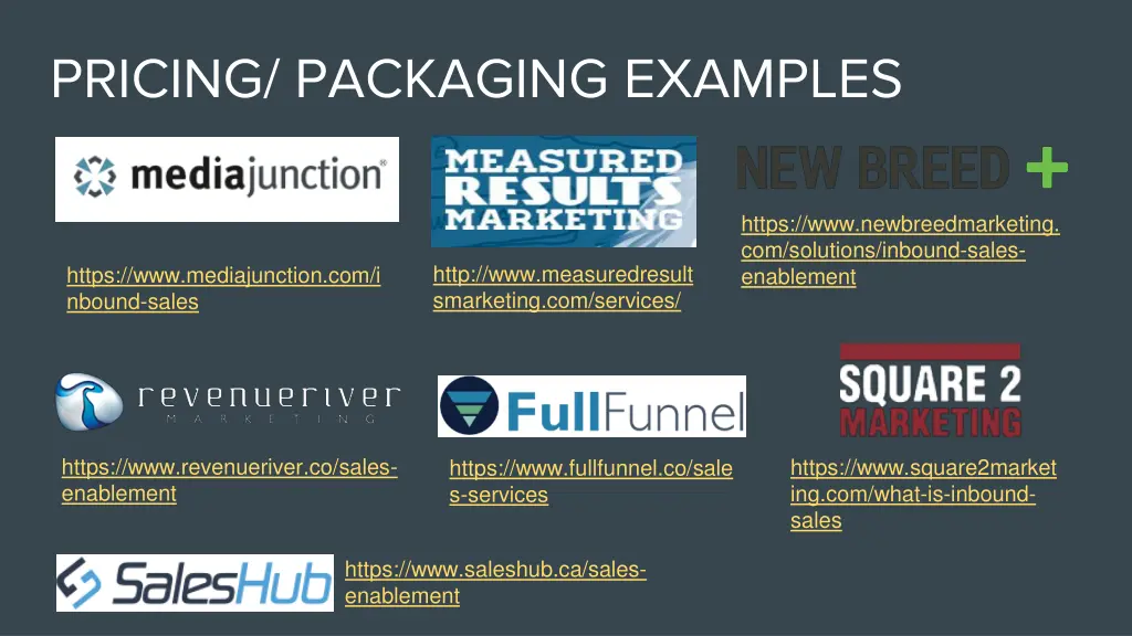 pricing packaging examples