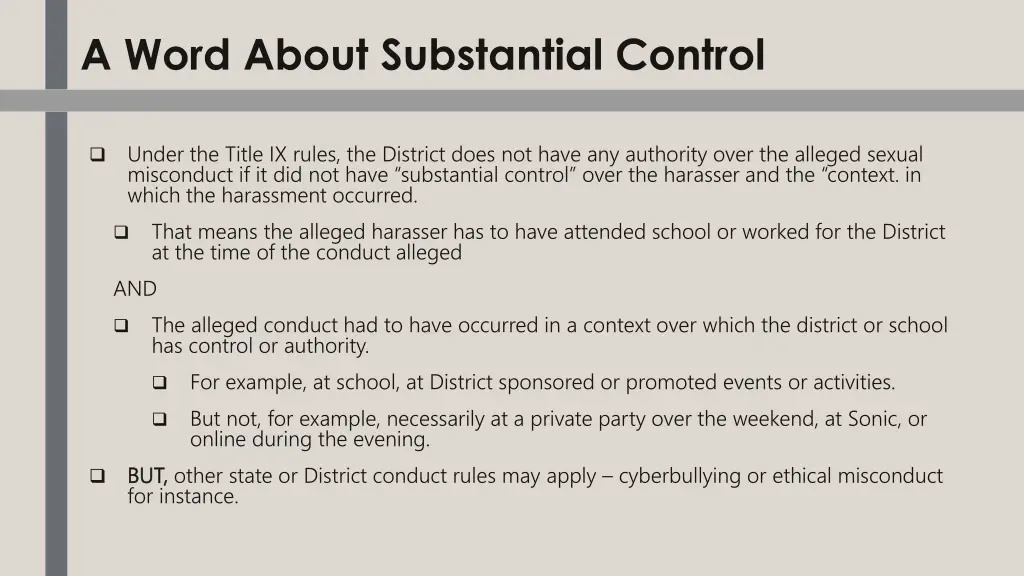 a word about substantial control
