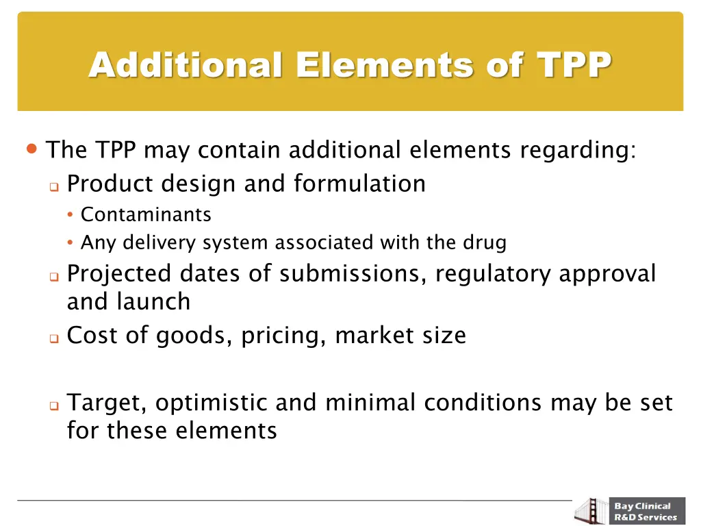 additional elements of tpp