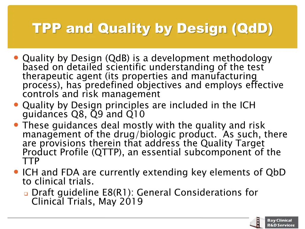 tpp and quality by design qdd