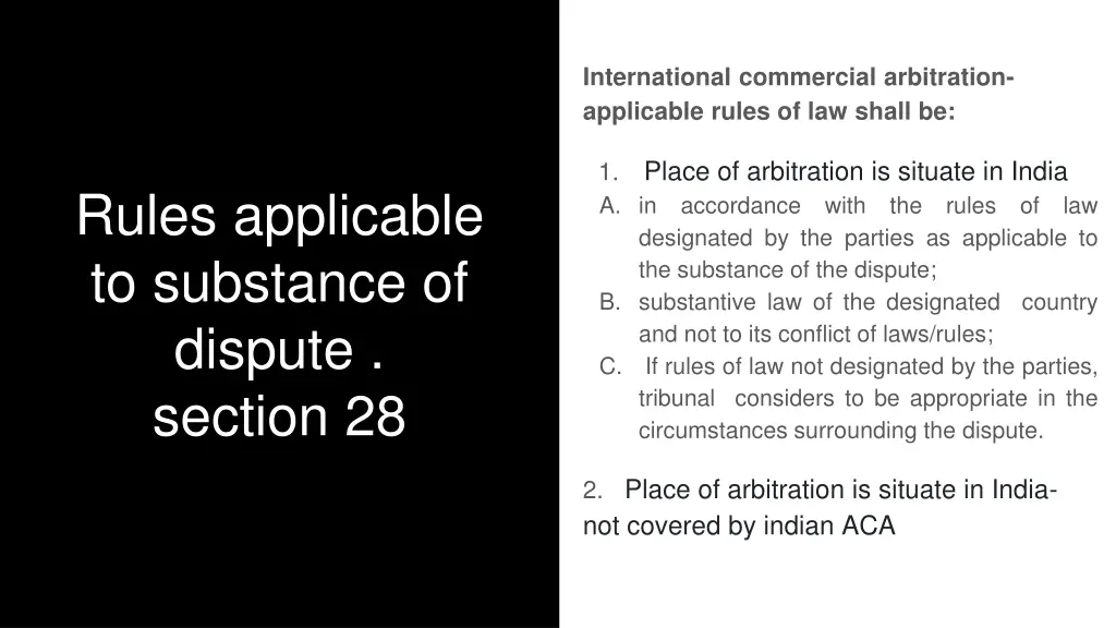 international commercial arbitration applicable