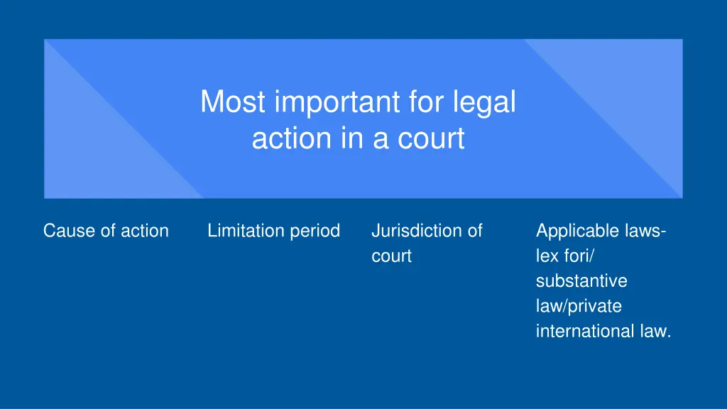 most important for legal action in a court