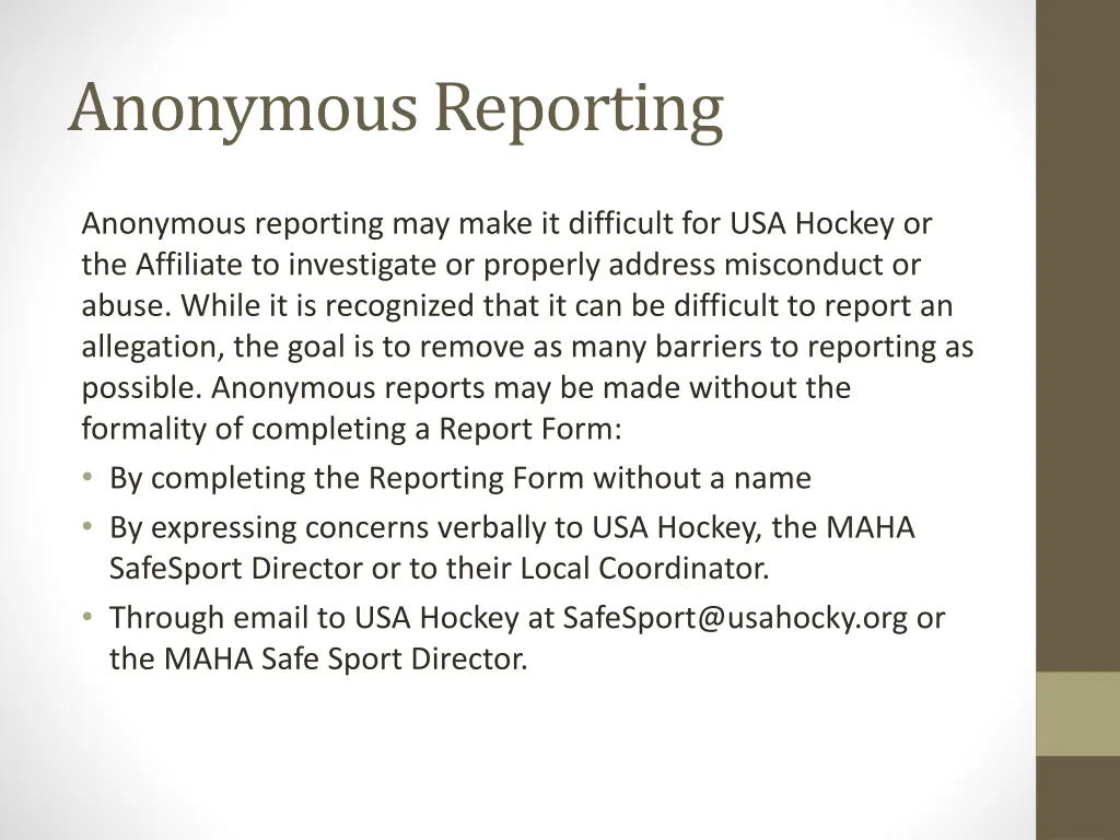 anonymous reporting