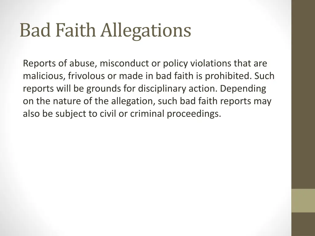 bad faith allegations