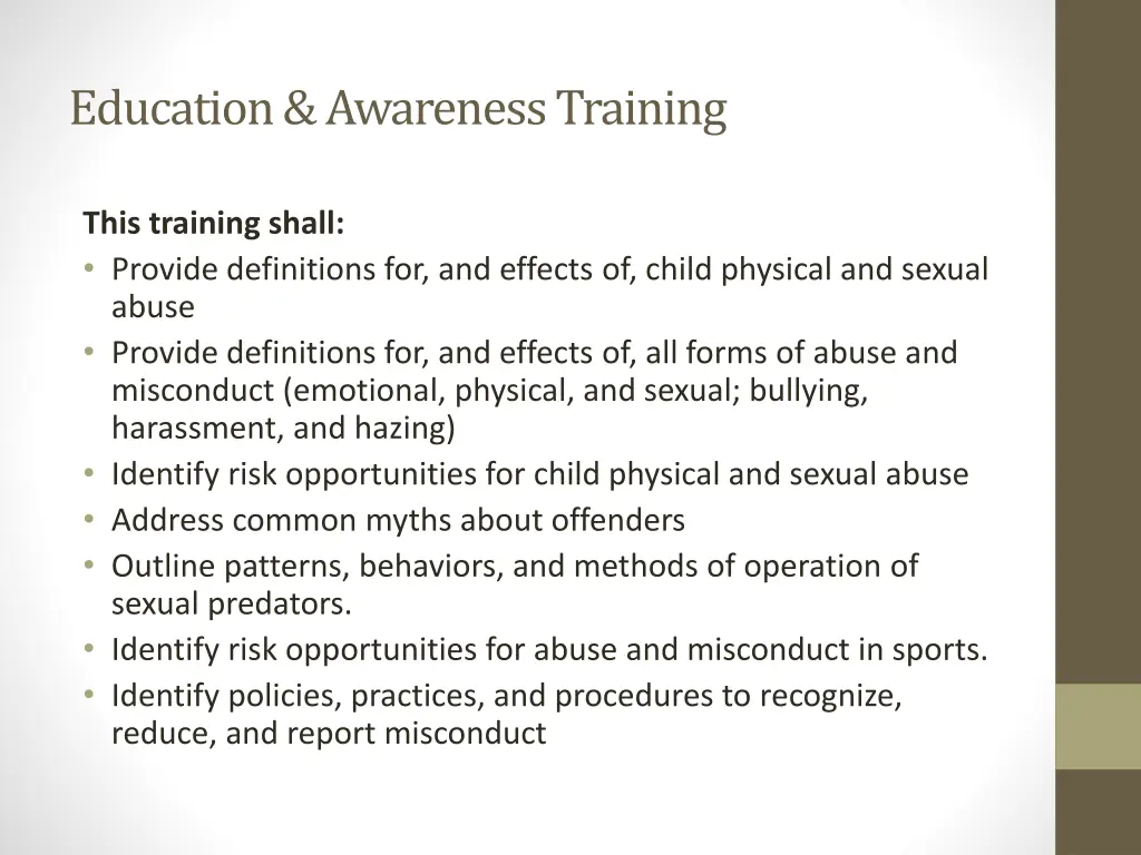 education awareness training 1