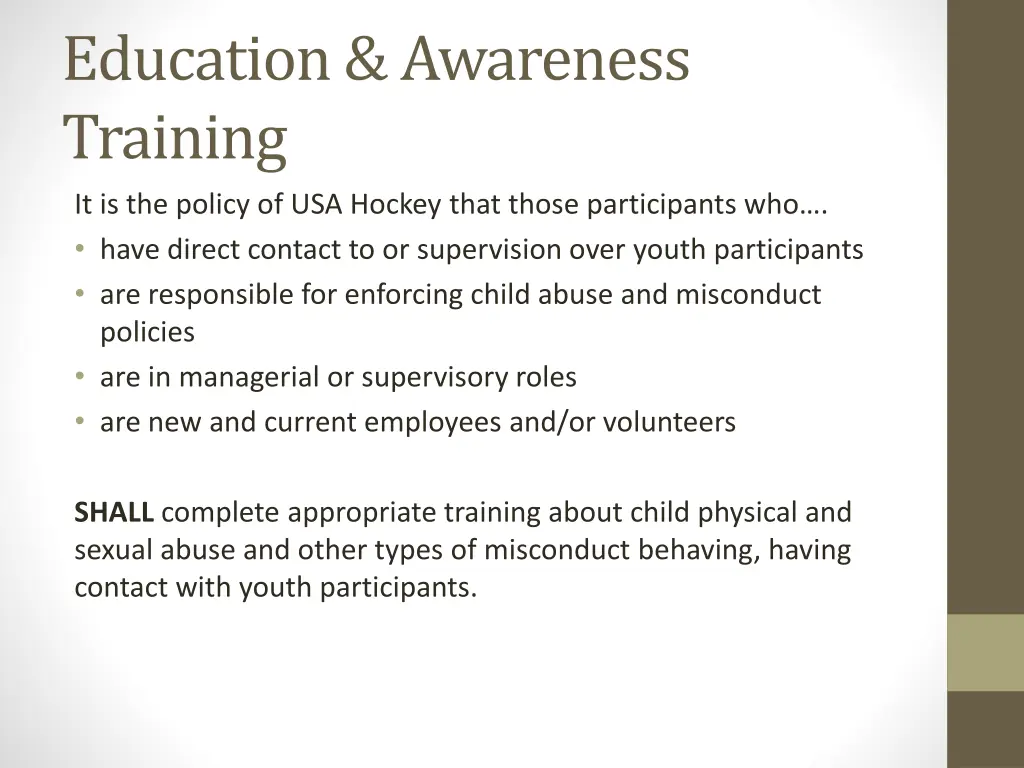 education awareness training