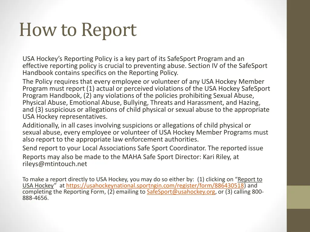how to report