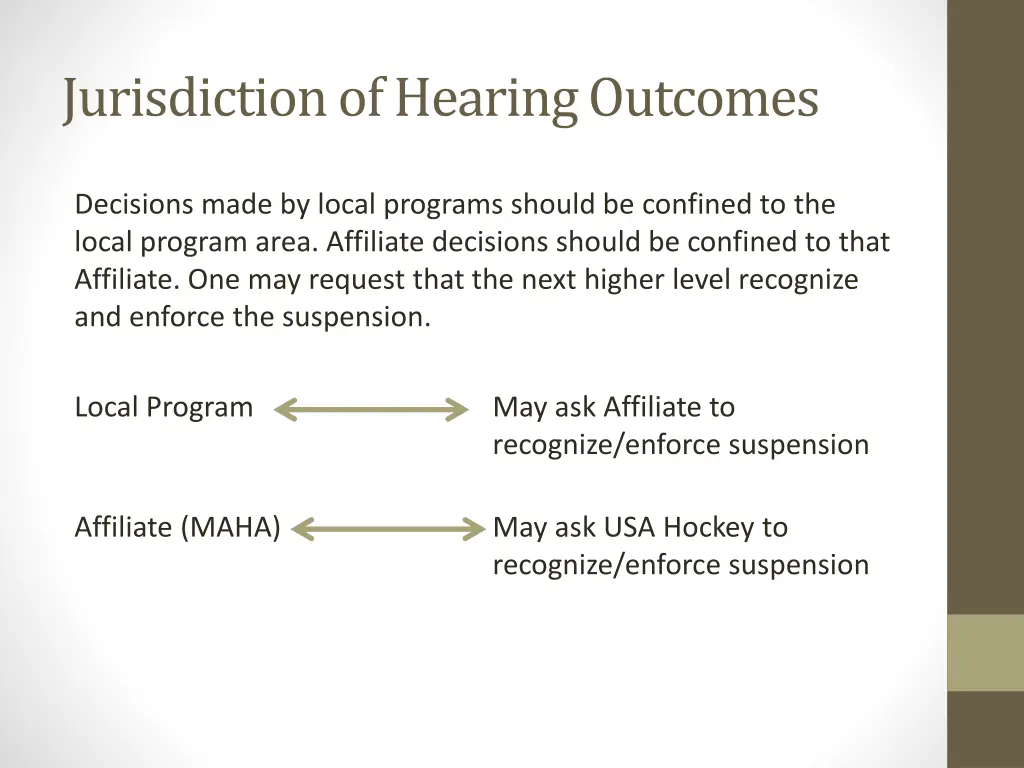 jurisdiction of hearing outcomes