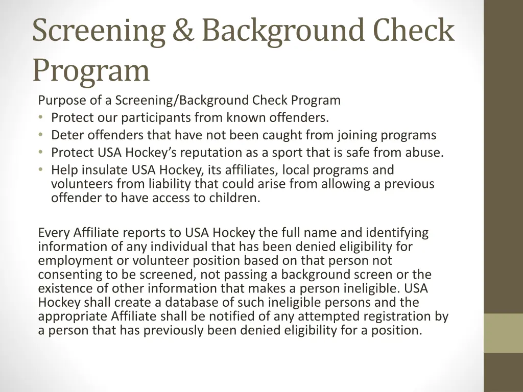 screening background check program purpose