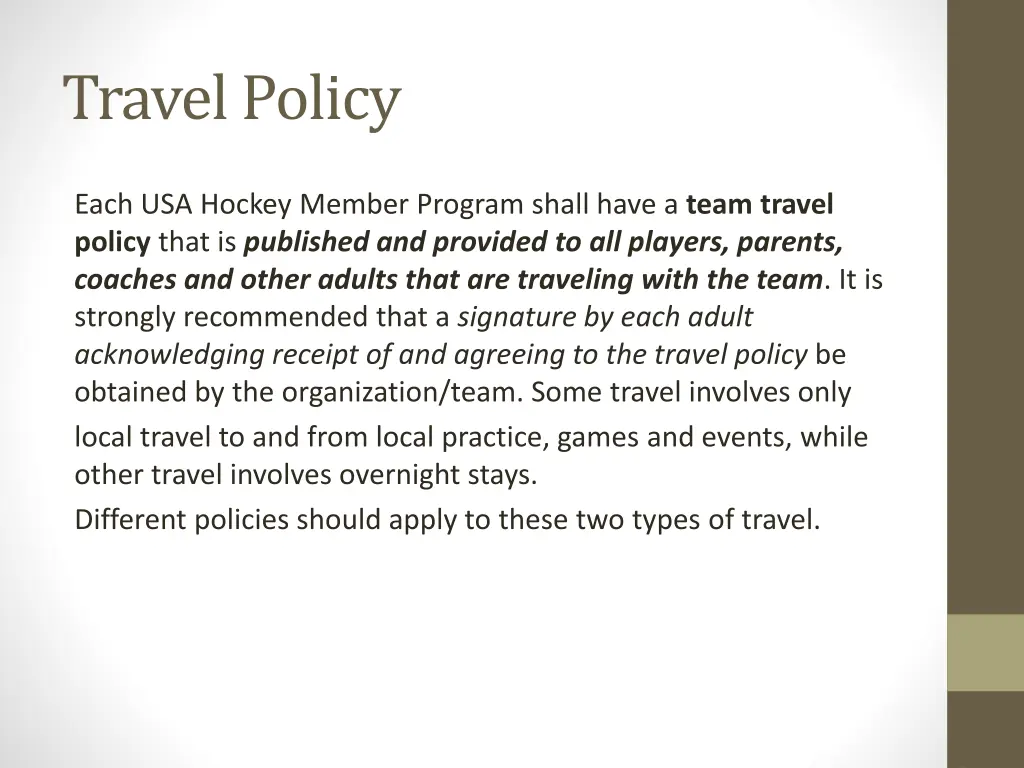 travel policy