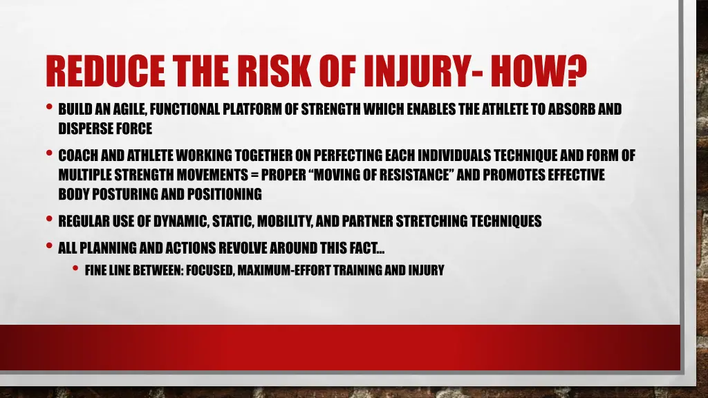 reduce the risk of injury how build an agile