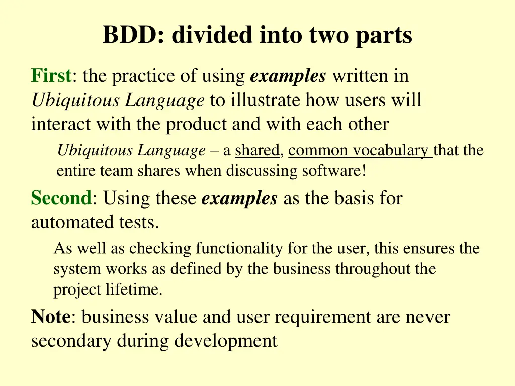 bdd divided into two parts