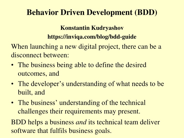 behavior driven development bdd