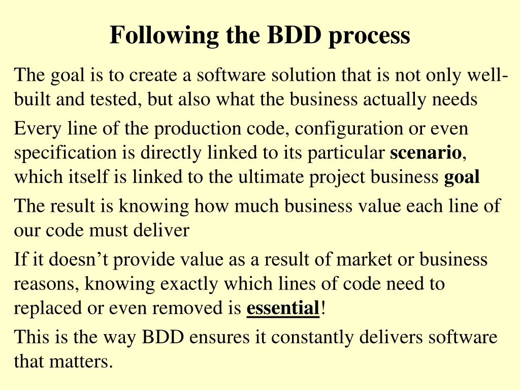 following the bdd process