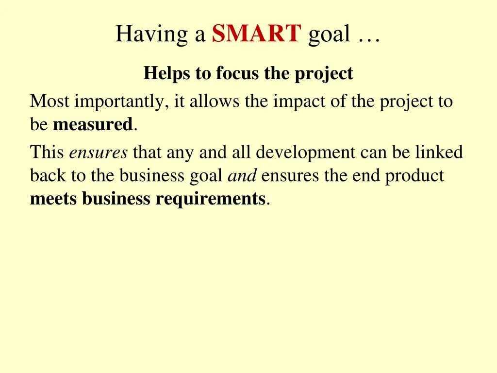 having a smart goal