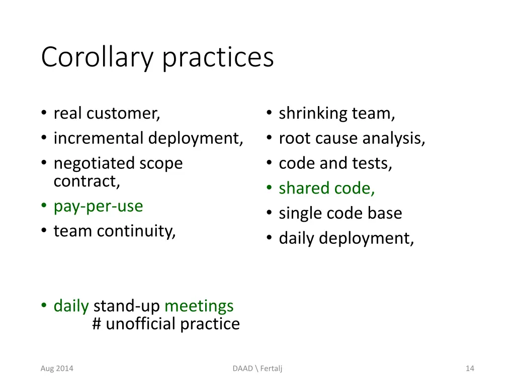 corollary practices