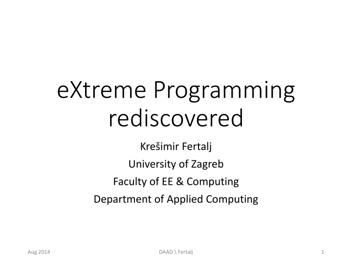 extreme programming rediscovered