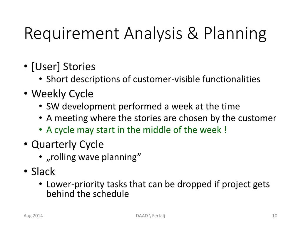 requirement analysis planning