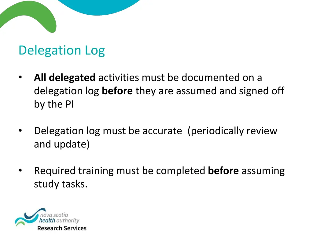 delegation log