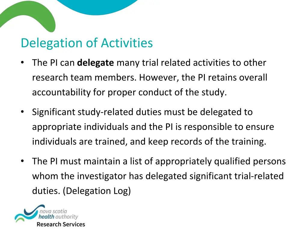 delegation of activities