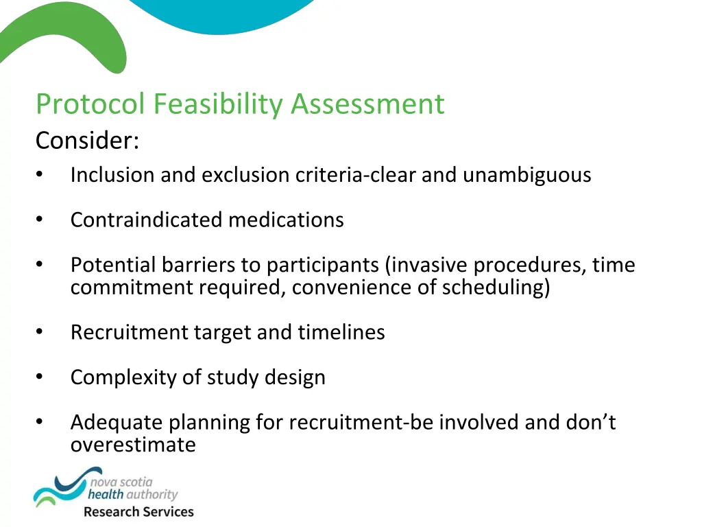 protocol feasibility assessment consider